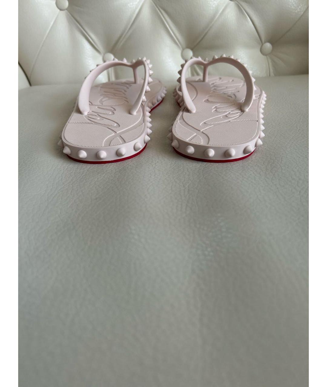 CHRISTIAN LOUBOUTIN Бежевые резиновые шлепанцы, фото 4