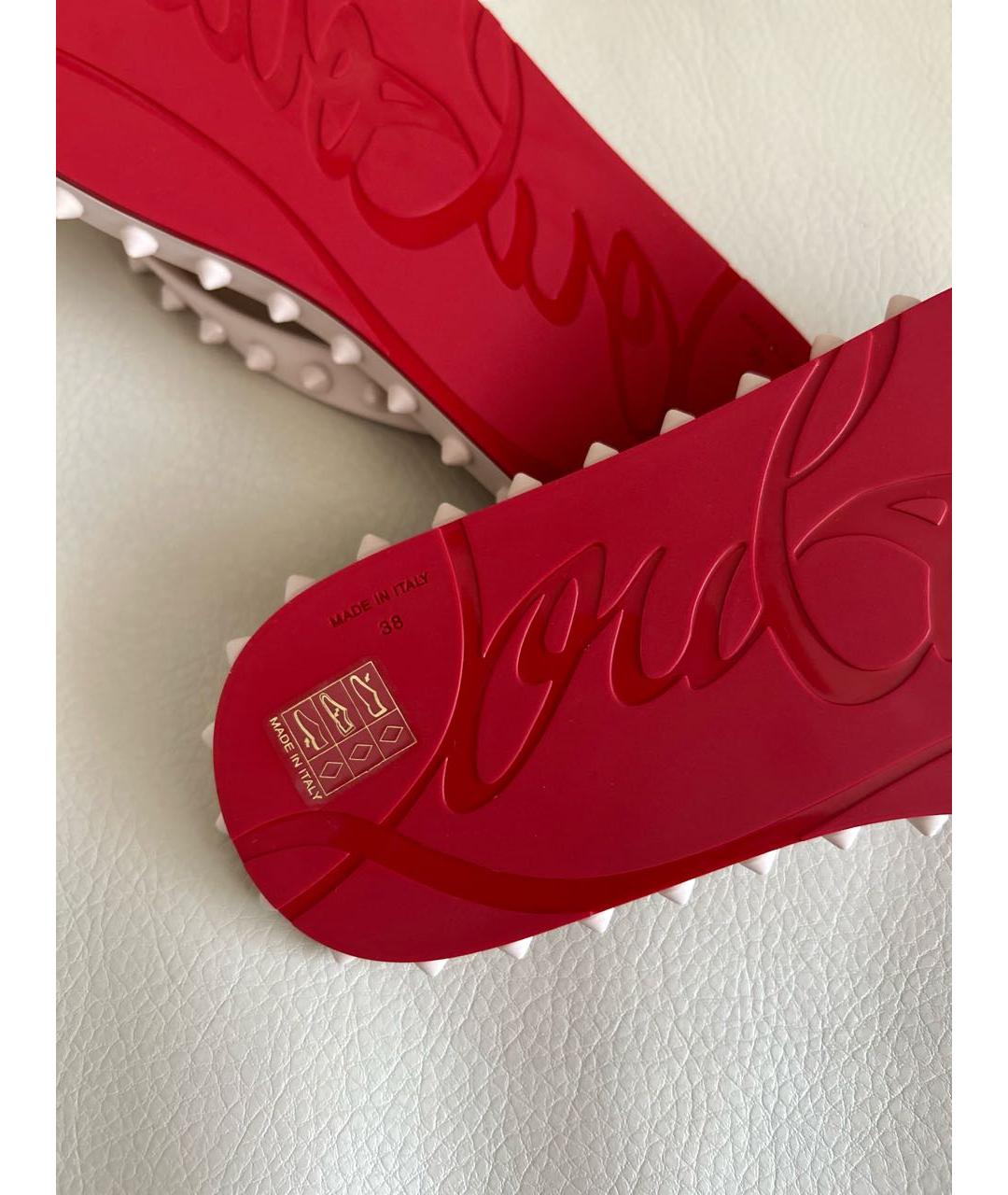 CHRISTIAN LOUBOUTIN Бежевые резиновые шлепанцы, фото 8