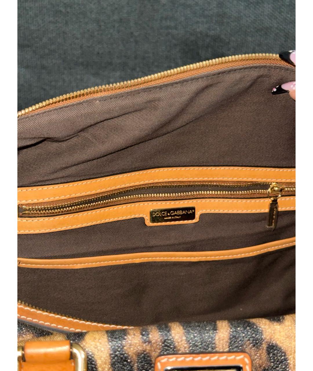 DOLCE&GABBANA Коричневая сумка с короткими ручками из искусственной кожи, фото 5