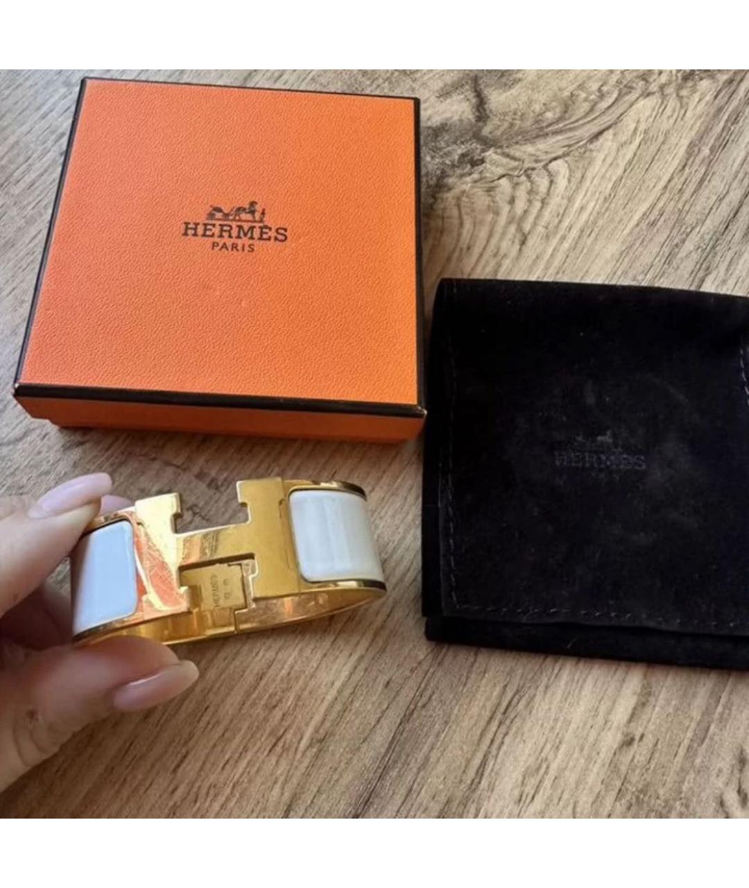 HERMES Белый металлический браслет, фото 7