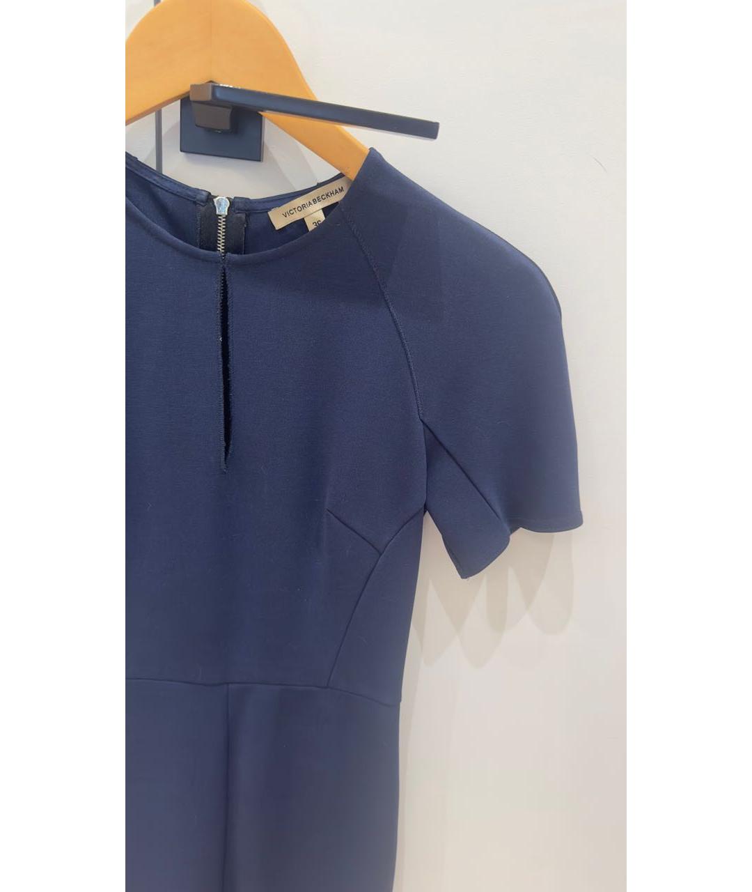 VICTORIA BECKHAM Темно-синее хлопковое вечернее платье, фото 4