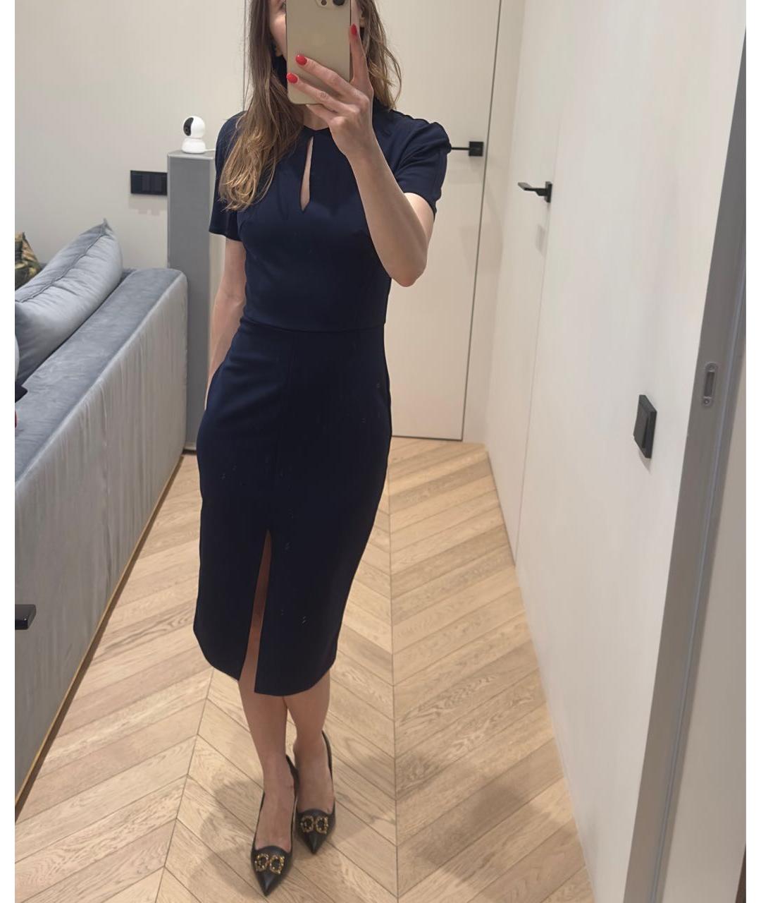 VICTORIA BECKHAM Темно-синее хлопковое вечернее платье, фото 5