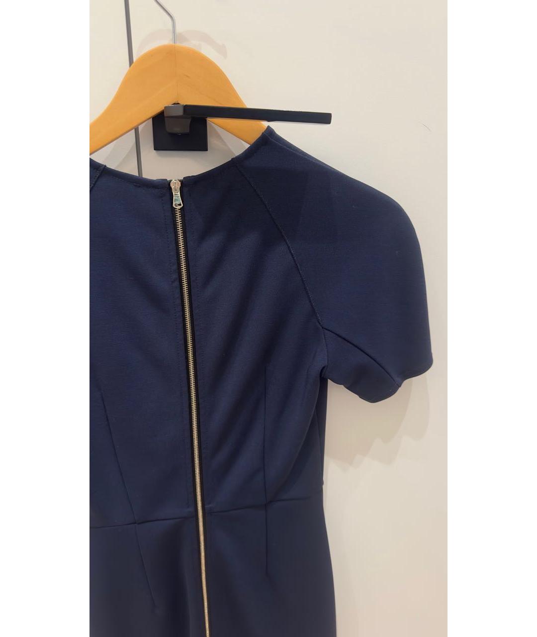 VICTORIA BECKHAM Темно-синее хлопковое вечернее платье, фото 3