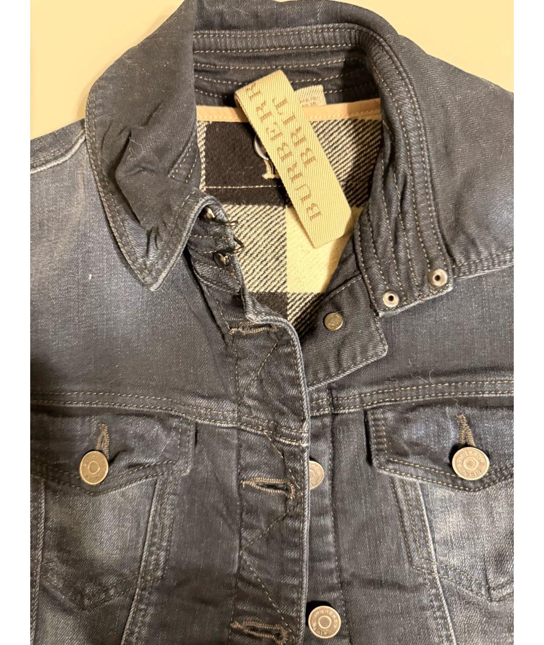 BURBERRY Темно-синяя хлопковая куртка, фото 3