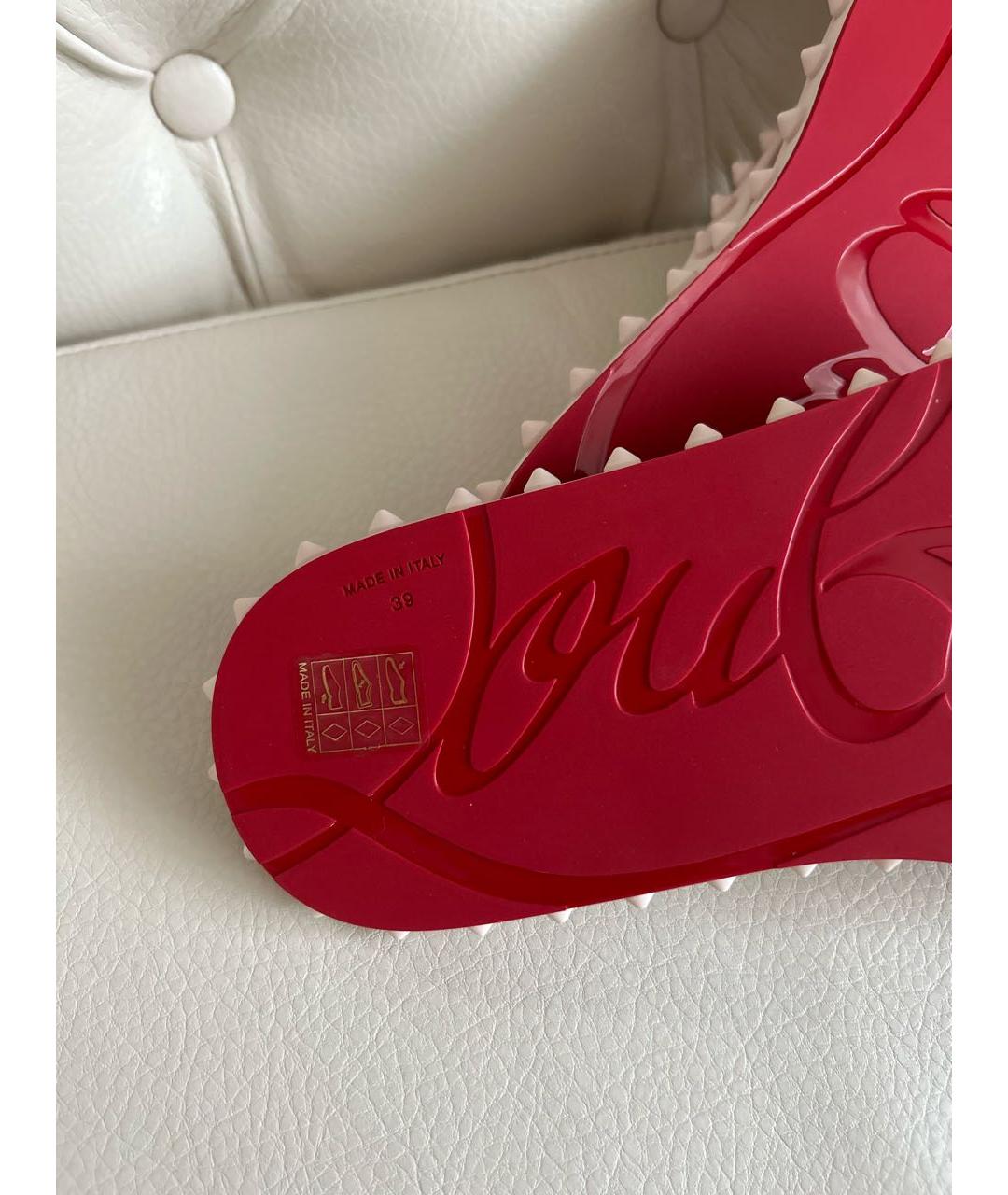 CHRISTIAN LOUBOUTIN Бежевые резиновые шлепанцы, фото 8