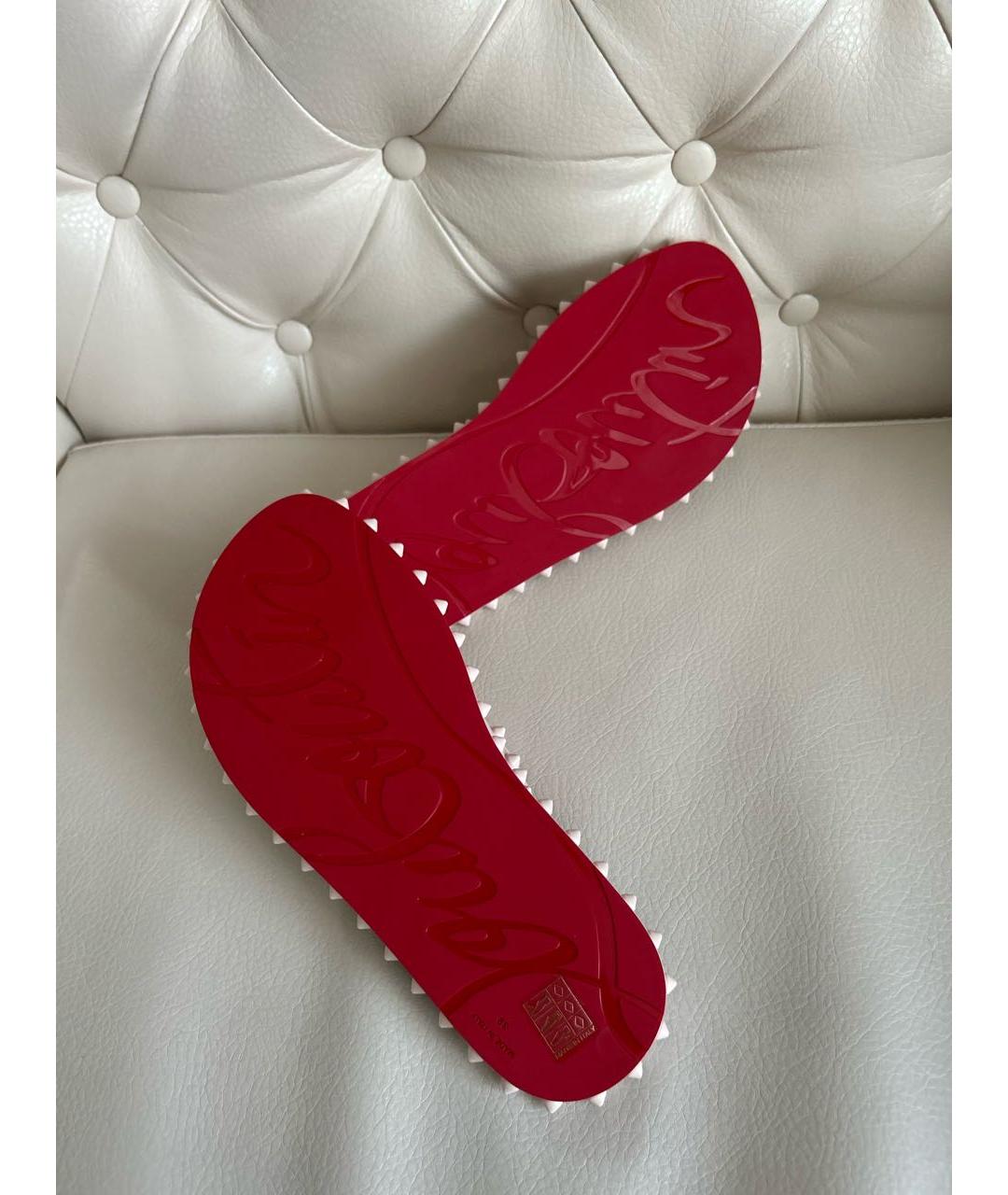 CHRISTIAN LOUBOUTIN Бежевые резиновые шлепанцы, фото 7