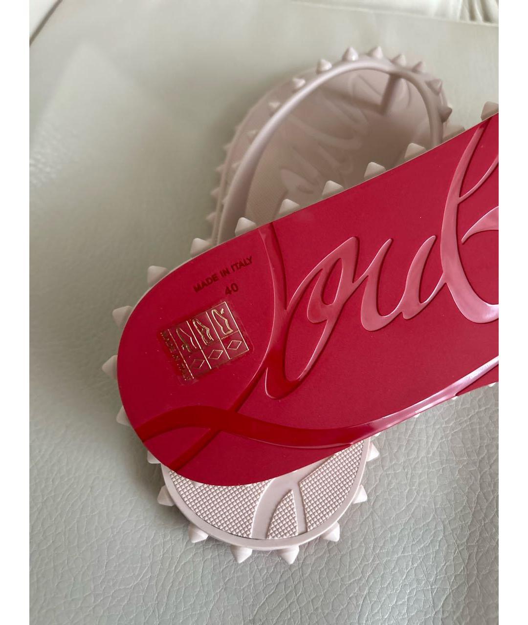 CHRISTIAN LOUBOUTIN Бежевые резиновые шлепанцы, фото 6