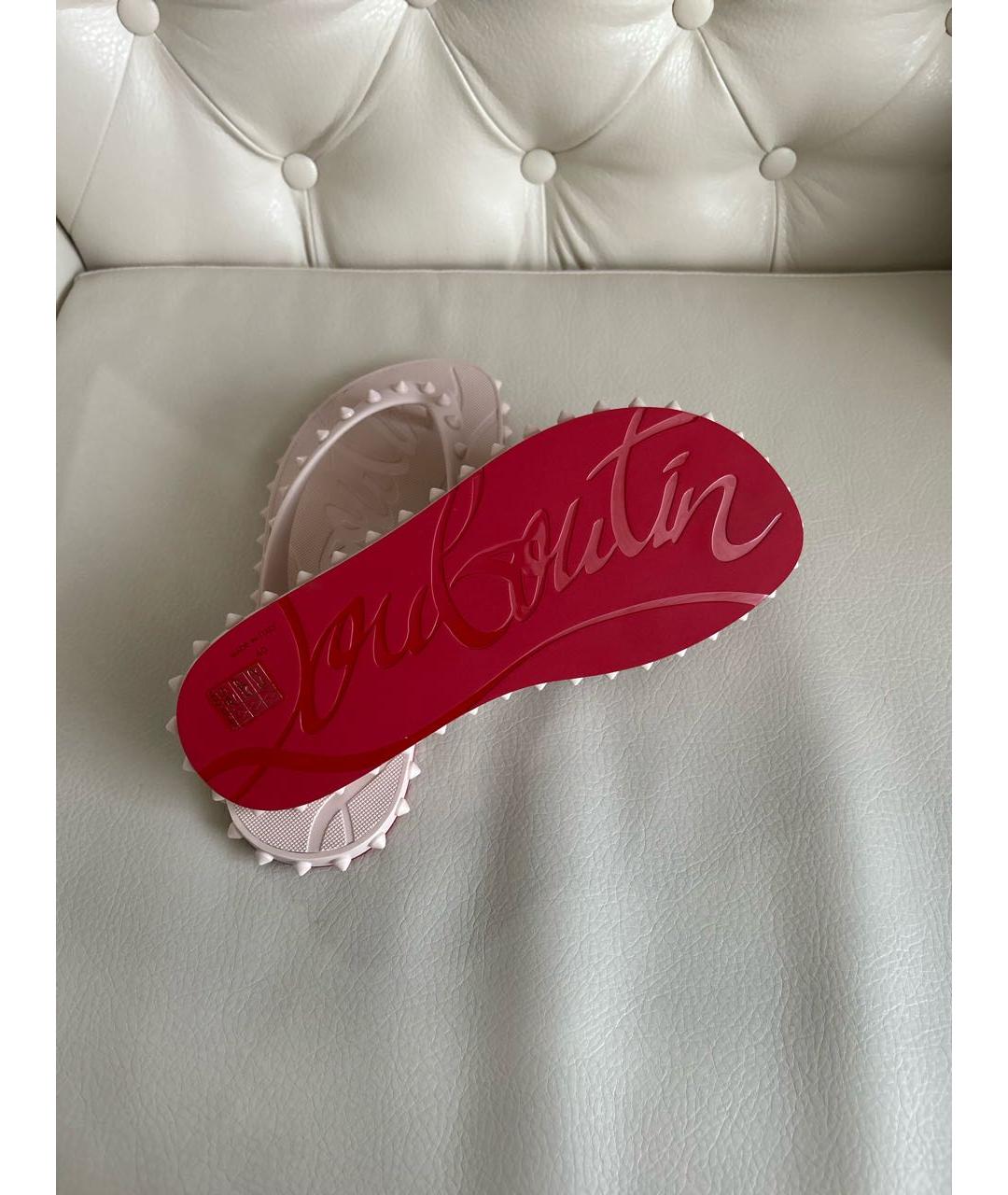 CHRISTIAN LOUBOUTIN Бежевые резиновые шлепанцы, фото 5