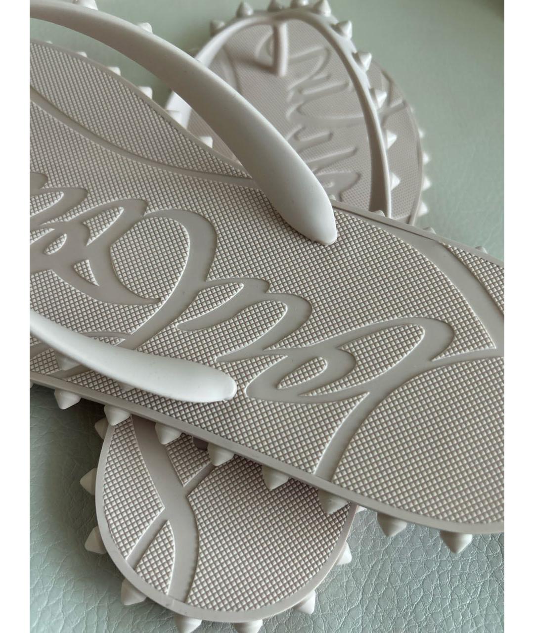 CHRISTIAN LOUBOUTIN Бежевые резиновые шлепанцы, фото 7