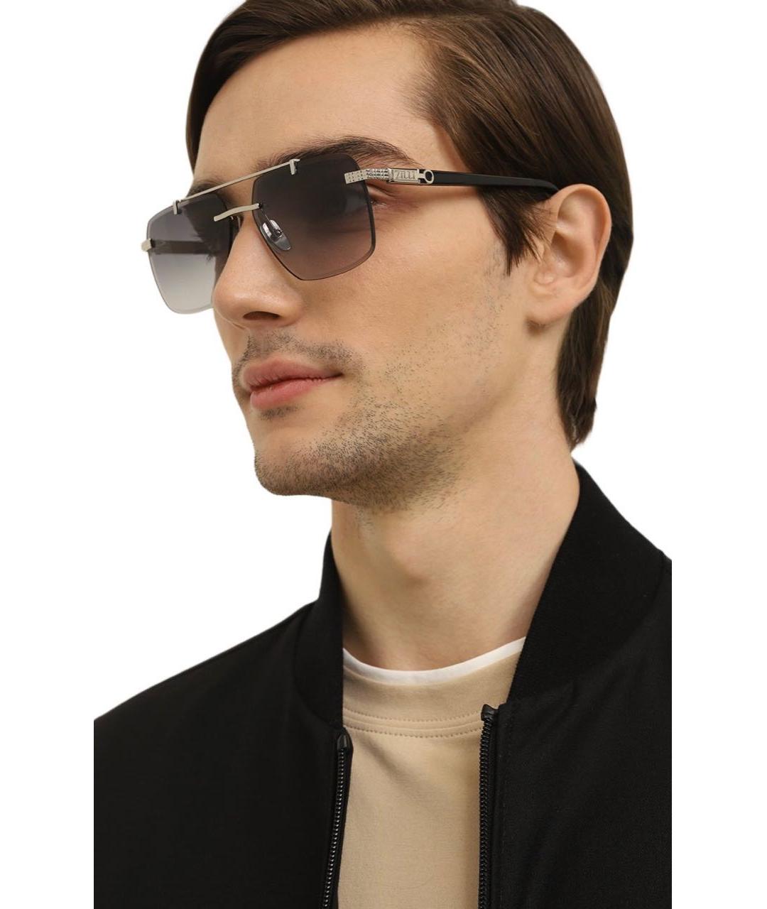 ZILLI Серебряные металлические солнцезащитные очки, фото 5