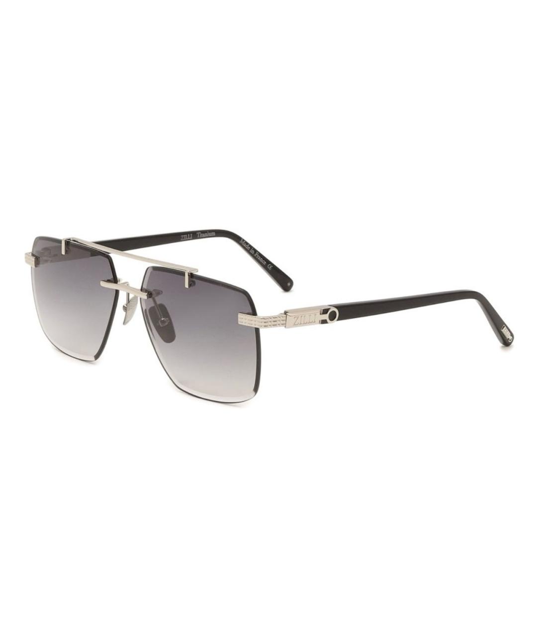 ZILLI Серебряные металлические солнцезащитные очки, фото 2