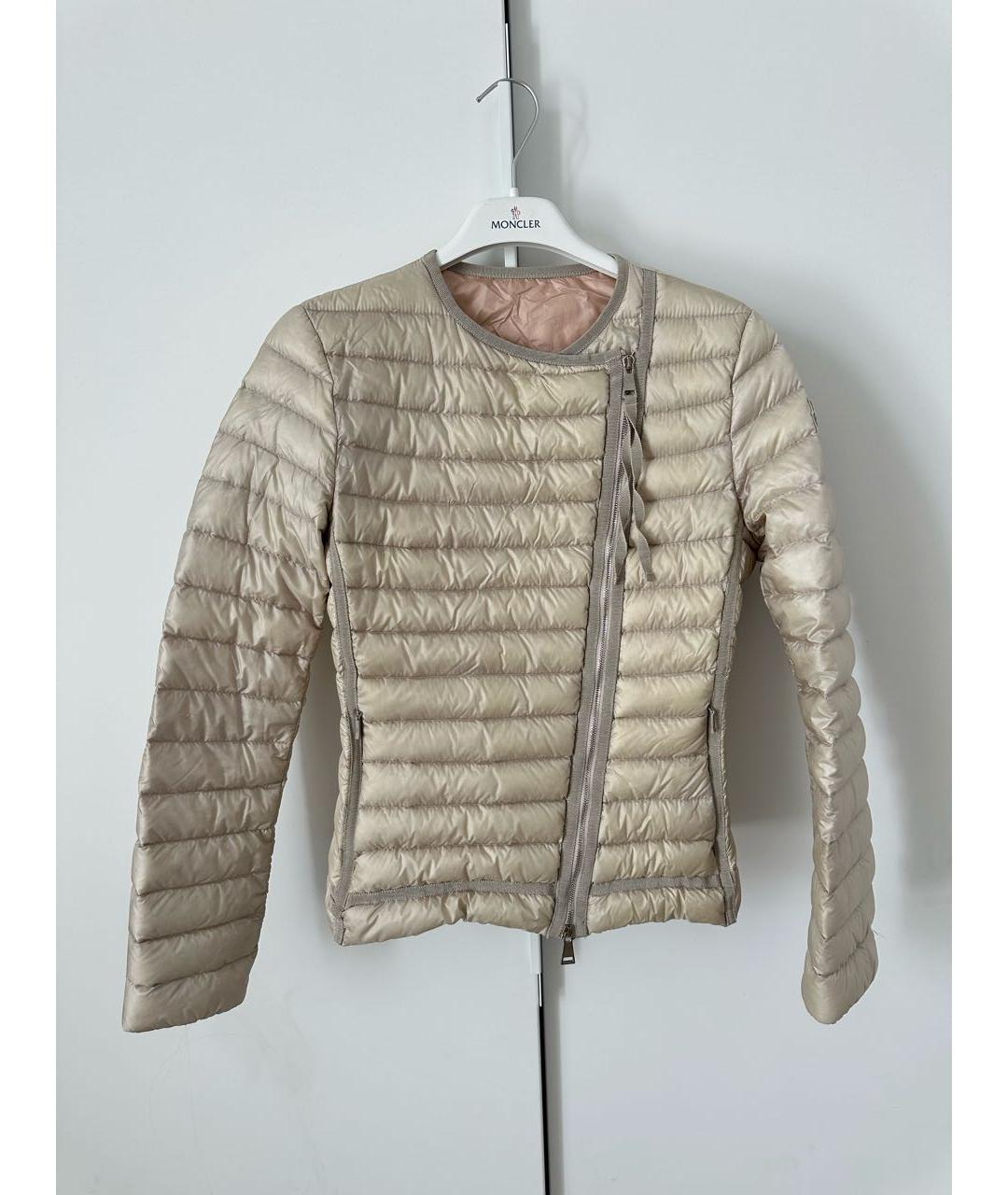 MONCLER Бежевая полиэстеровая куртка, фото 4