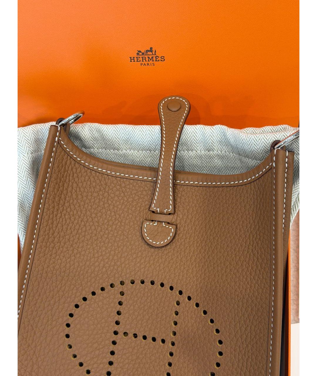 HERMES Коричневая кожаная сумка через плечо, фото 4