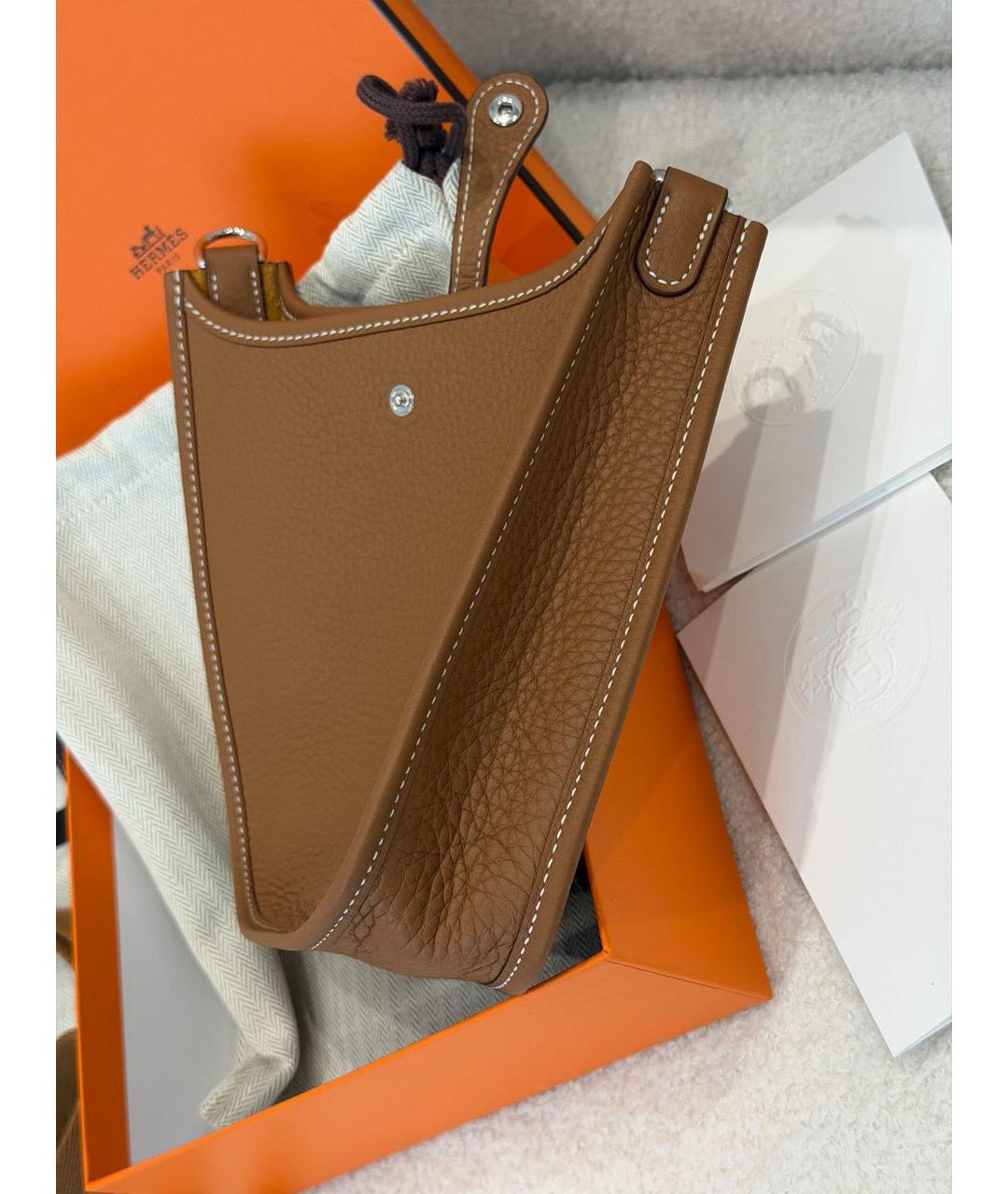 HERMES Коричневая кожаная сумка через плечо, фото 6
