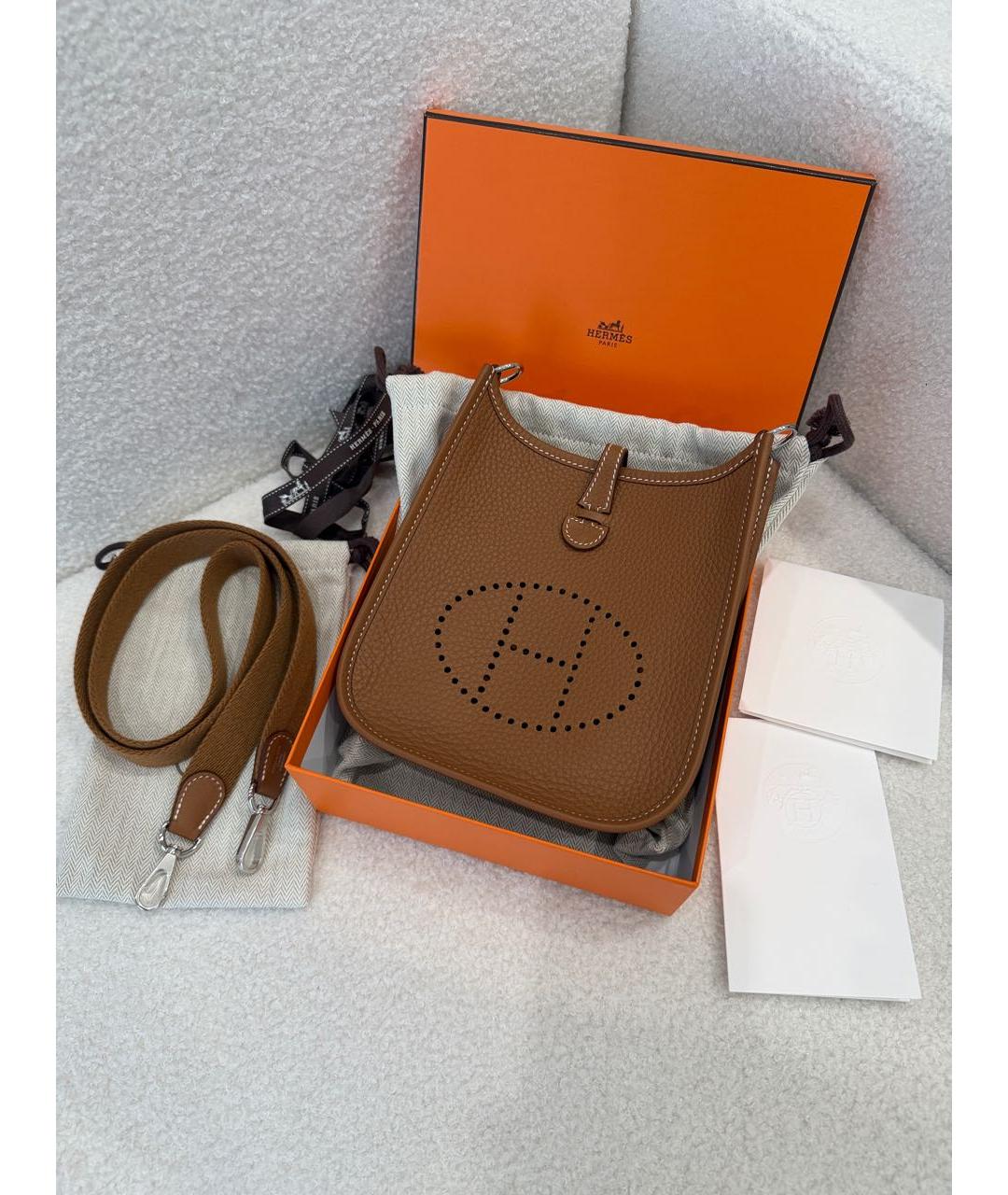 HERMES Коричневая кожаная сумка через плечо, фото 2