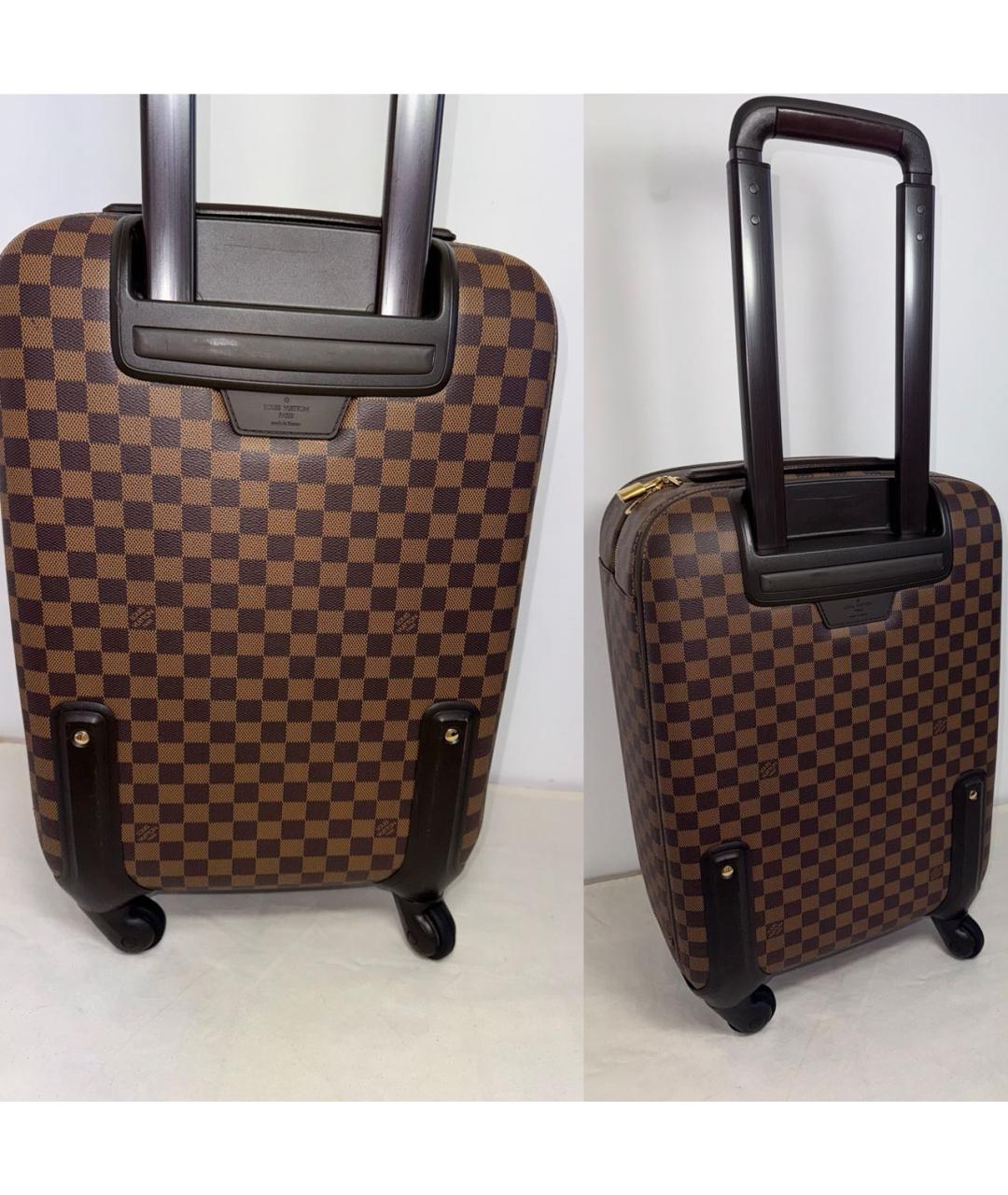 LOUIS VUITTON Коричневый кожаный чемодан, фото 5