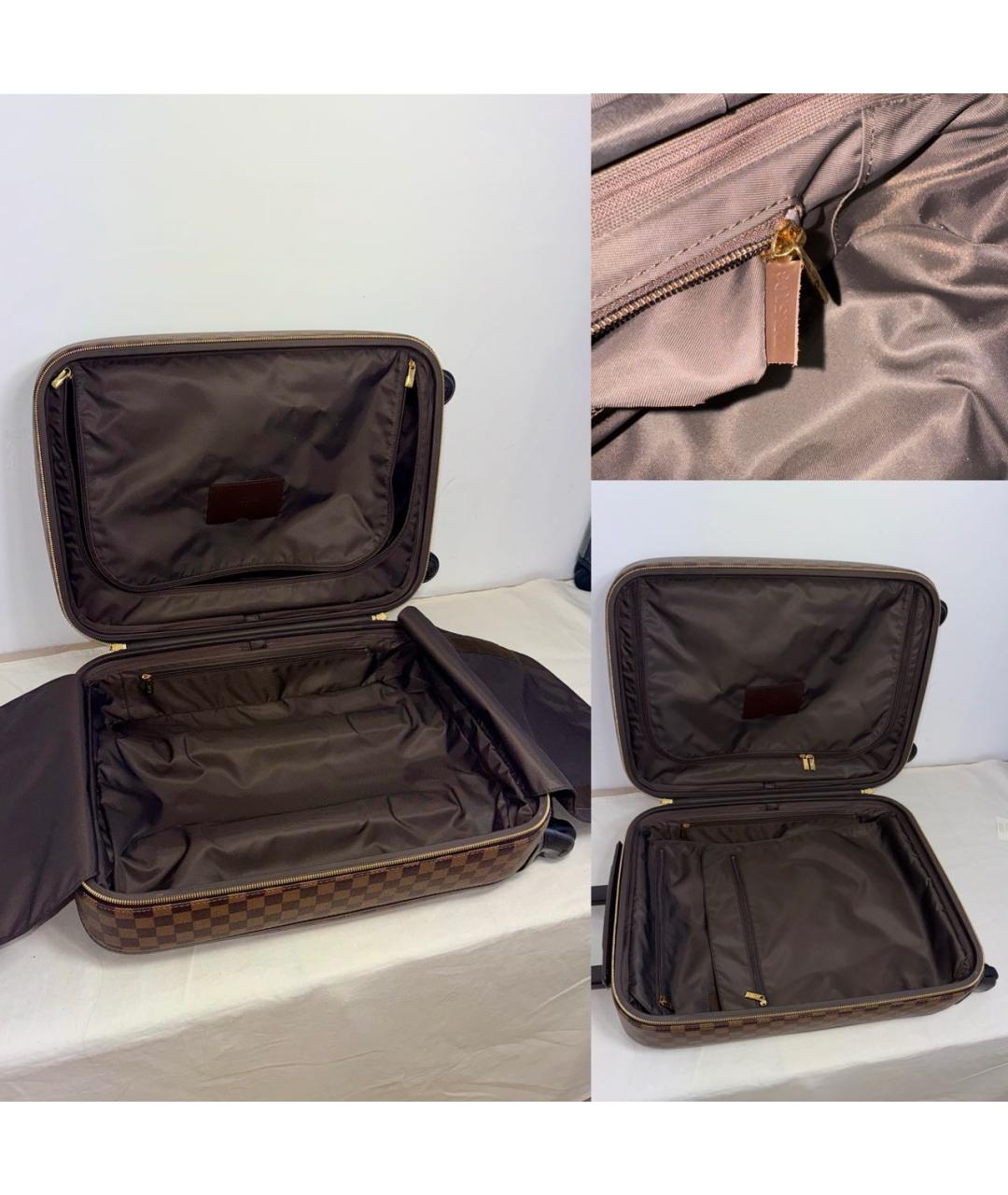 LOUIS VUITTON Коричневый кожаный чемодан, фото 4