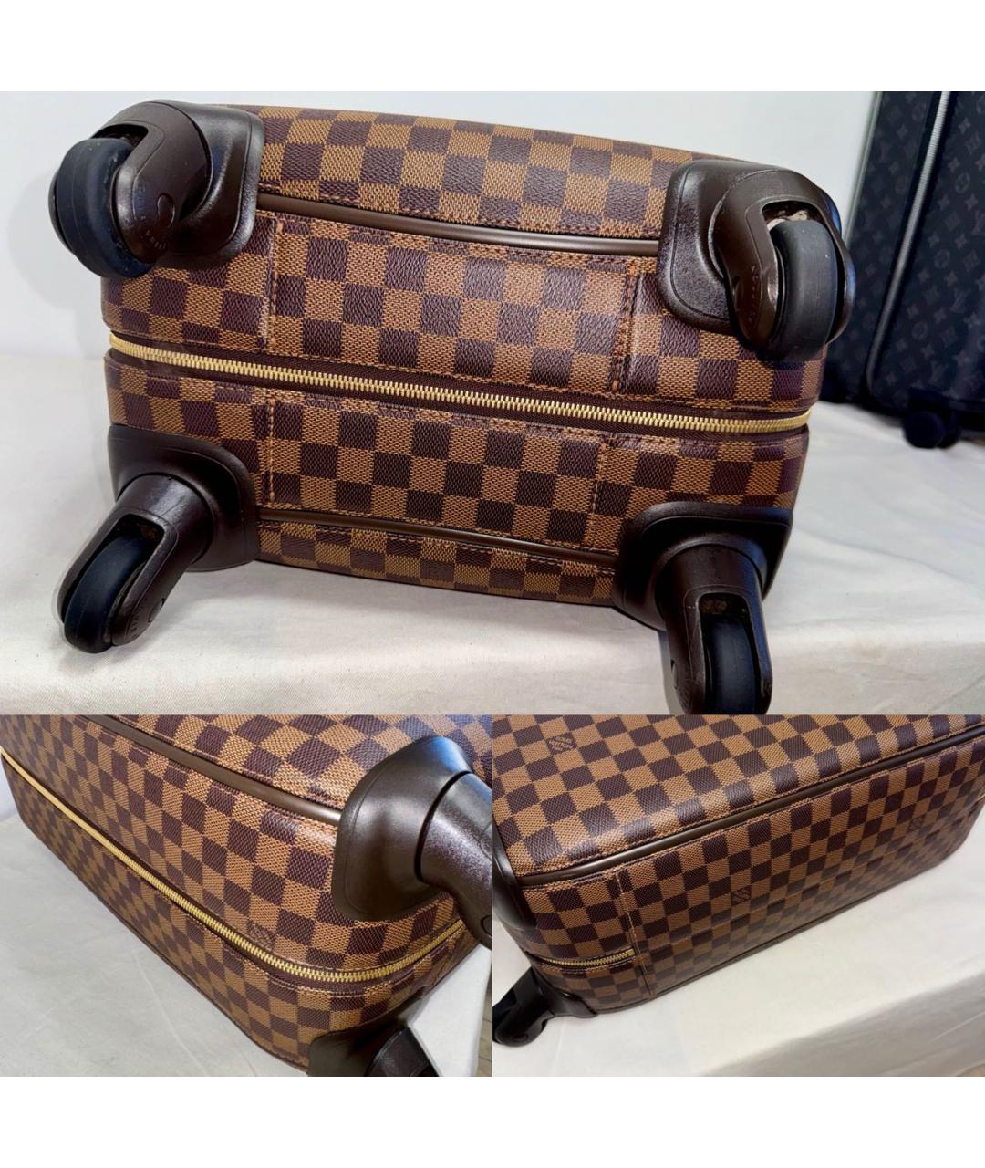 LOUIS VUITTON Коричневый кожаный чемодан, фото 3