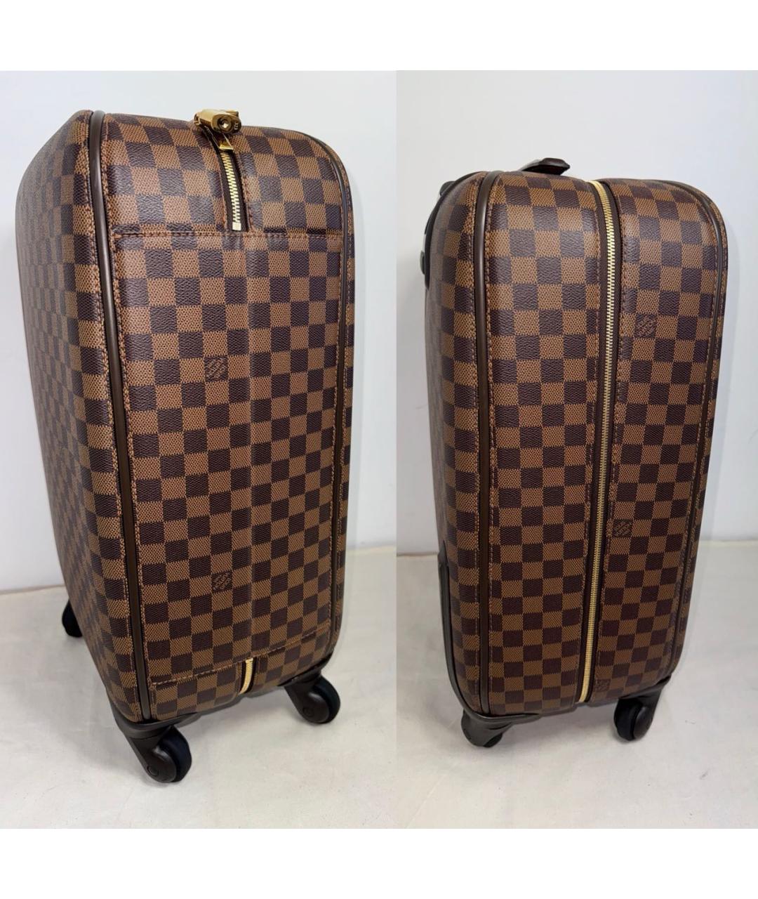 LOUIS VUITTON Коричневый кожаный чемодан, фото 2