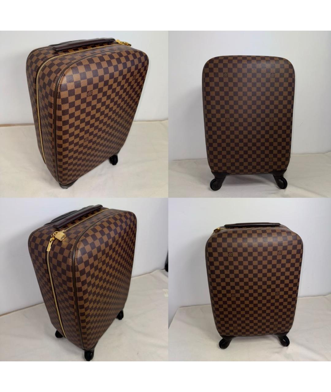 LOUIS VUITTON Коричневый кожаный чемодан, фото 6