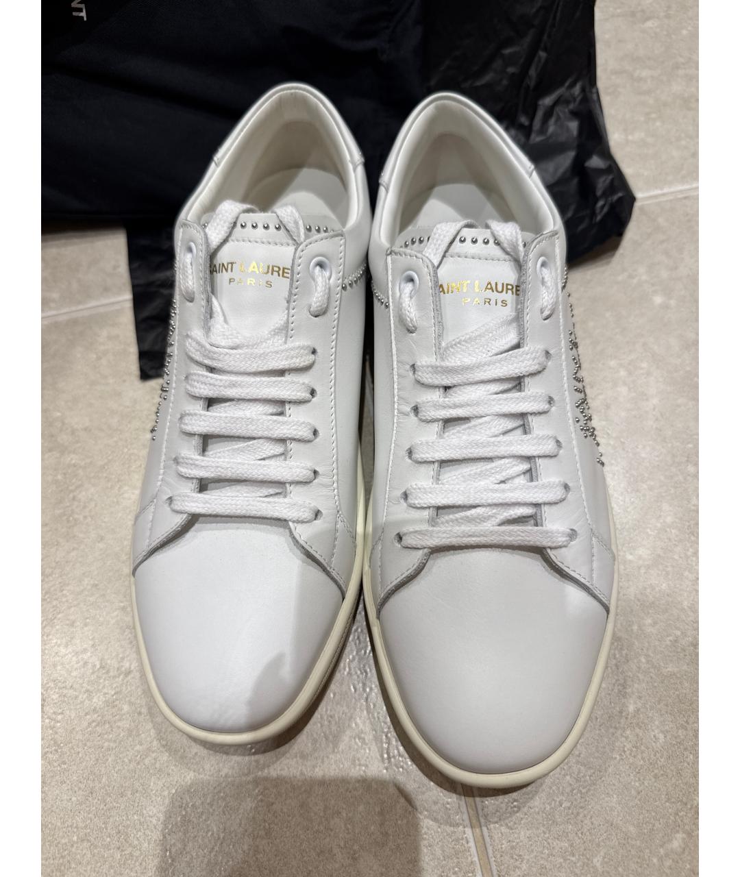 SAINT LAURENT Белые кожаные кеды, фото 2