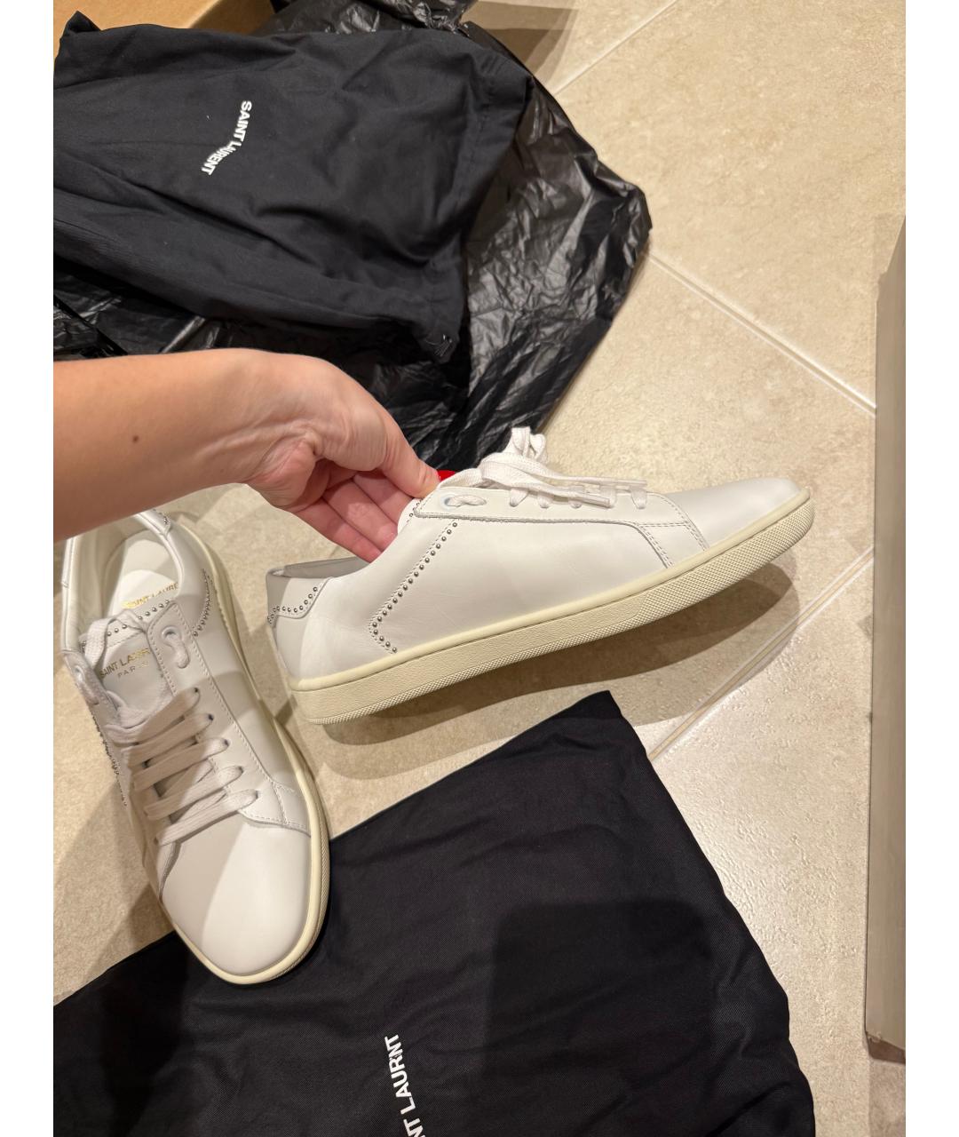 SAINT LAURENT Белые кожаные кеды, фото 6