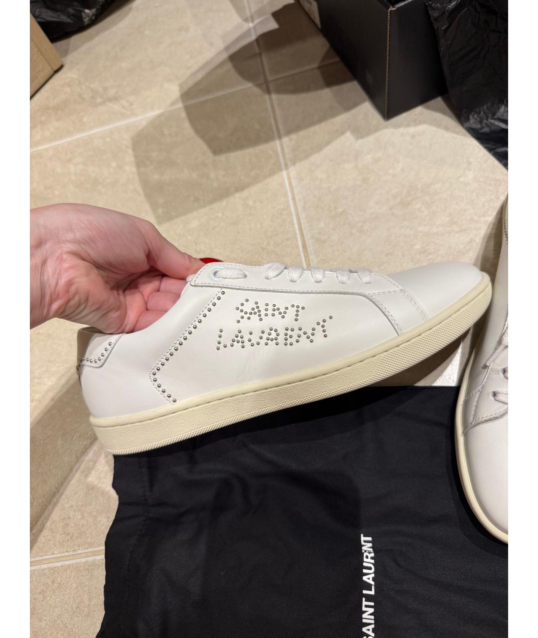SAINT LAURENT Белые кожаные кеды, фото 8