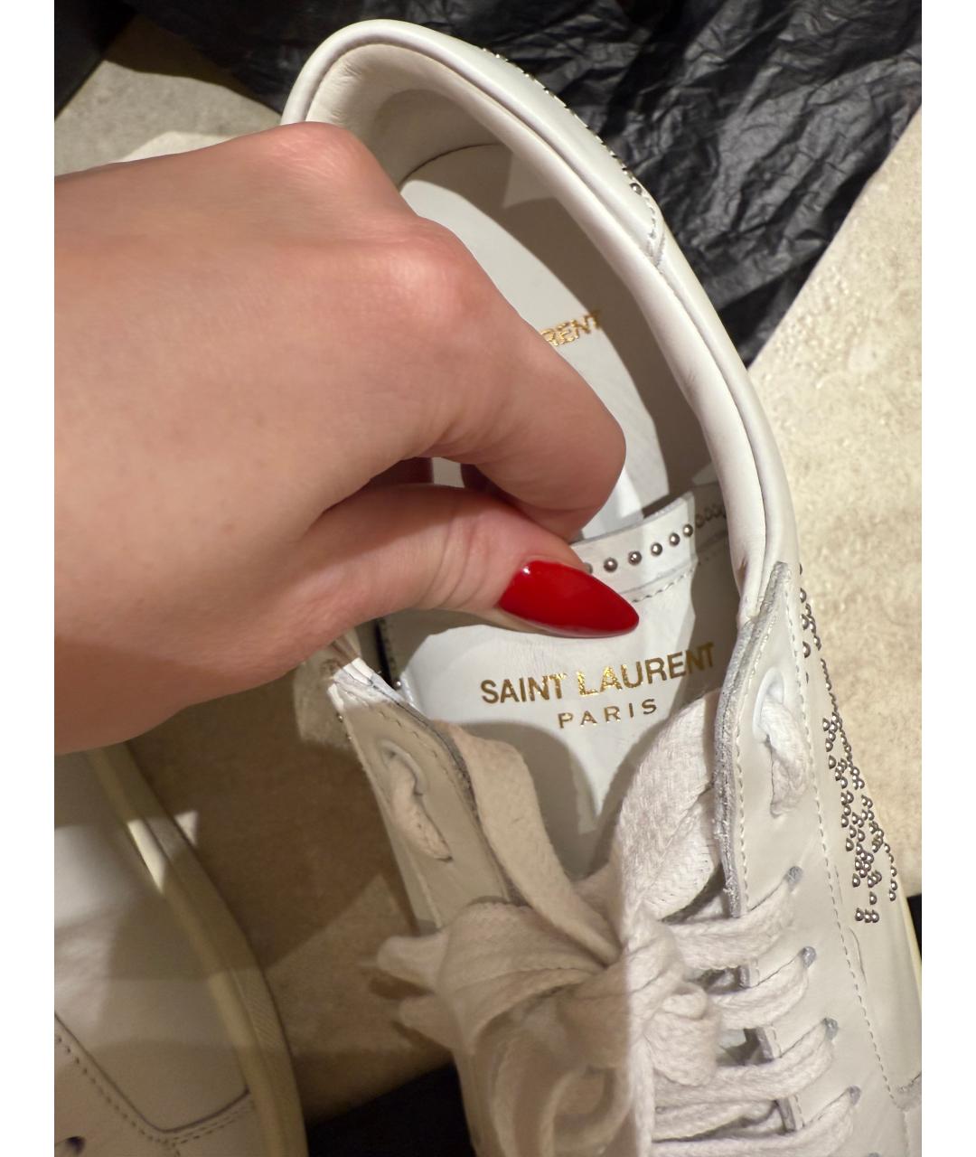 SAINT LAURENT Белые кожаные кеды, фото 5