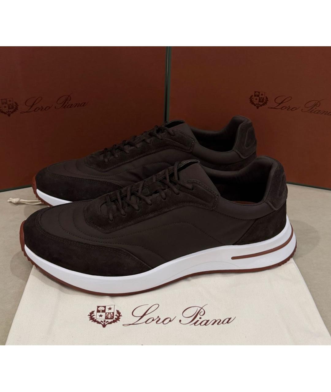 LORO PIANA Коричневые низкие кроссовки / кеды, фото 6