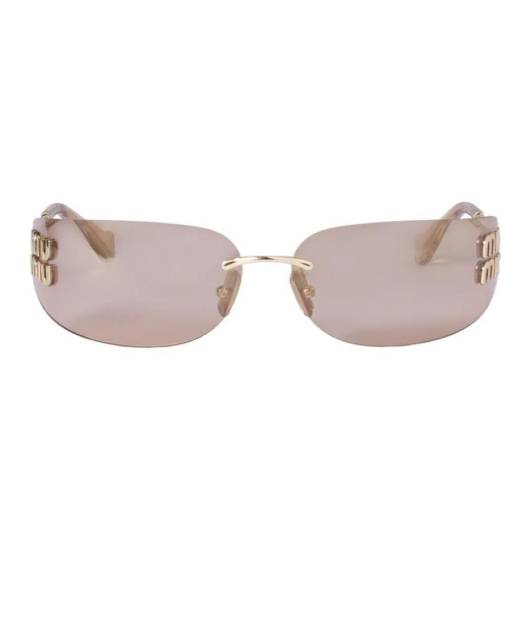 MIU MIU Золотые металлические солнцезащитные очки, фото 2