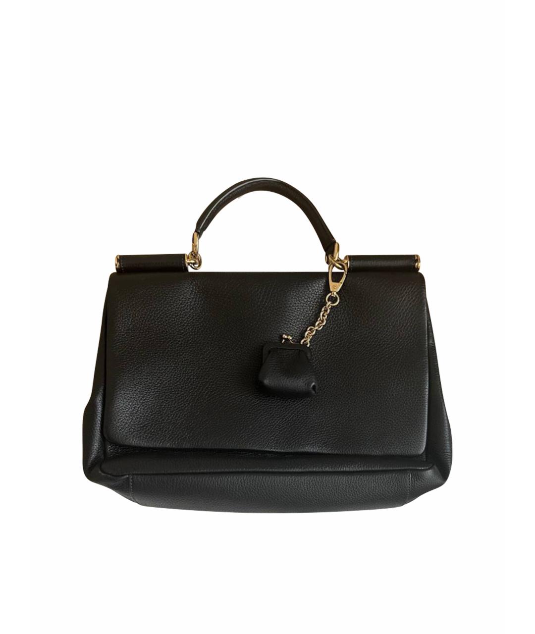 DOLCE&GABBANA Черная кожаная сумка с короткими ручками, фото 1