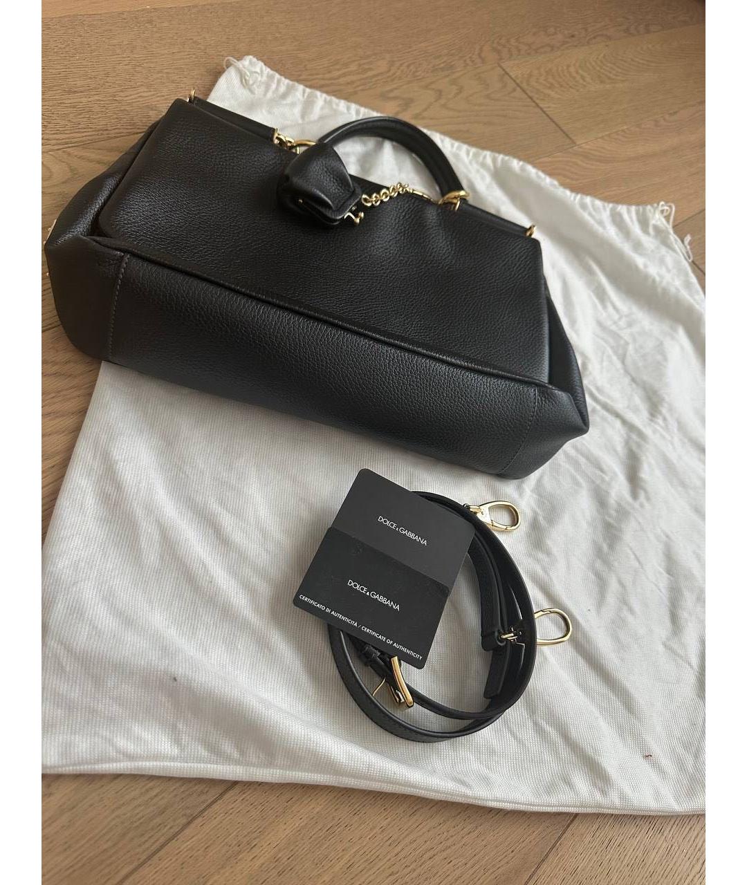 DOLCE&GABBANA Черная кожаная сумка с короткими ручками, фото 3