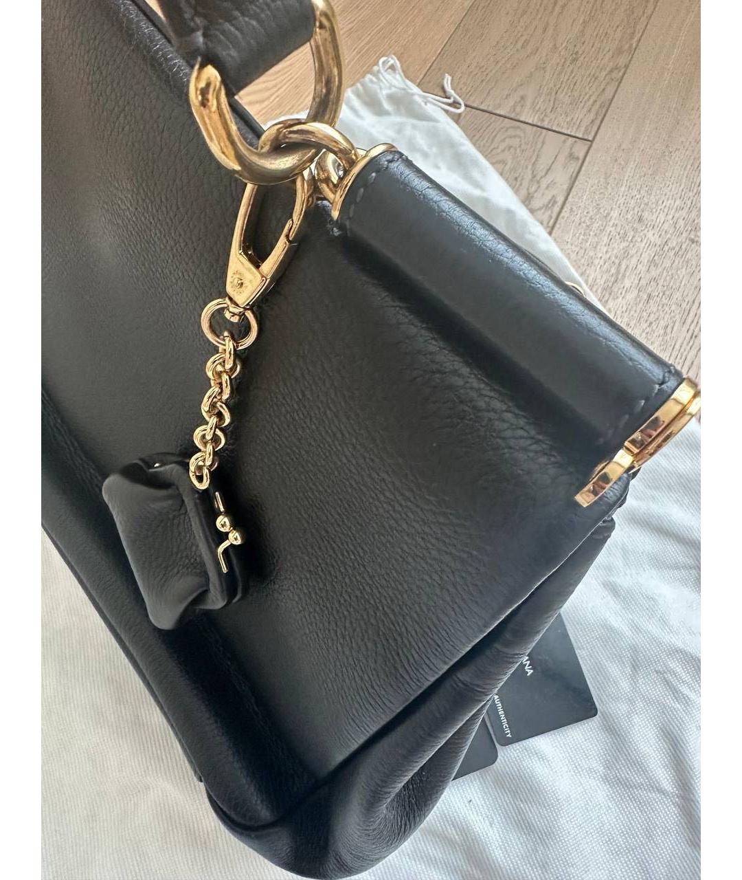 DOLCE&GABBANA Черная кожаная сумка с короткими ручками, фото 2