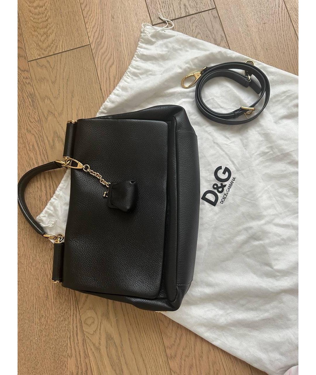 DOLCE&GABBANA Черная кожаная сумка с короткими ручками, фото 6