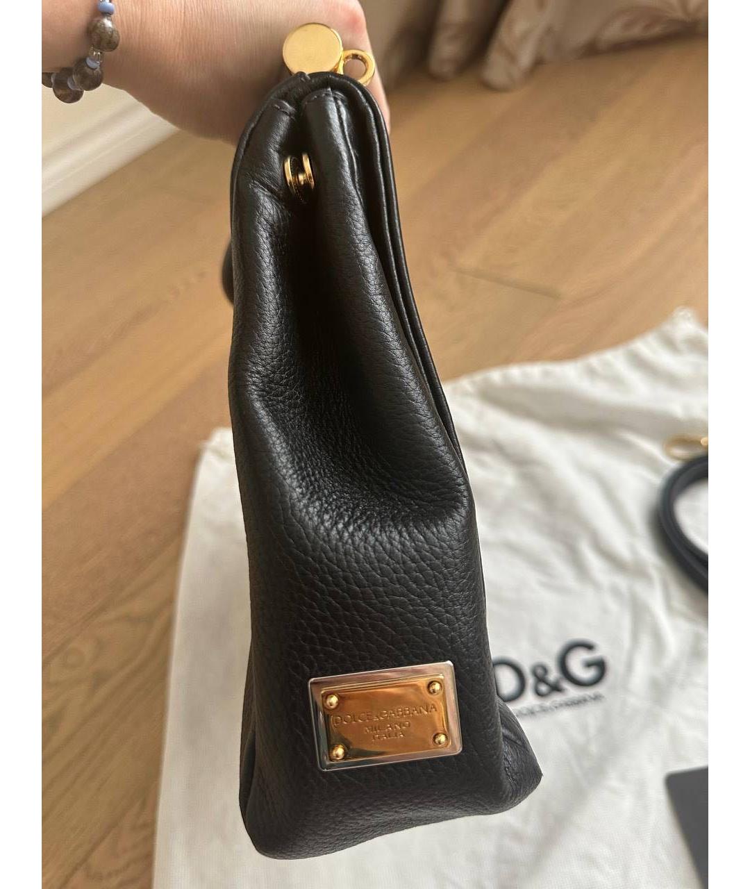 DOLCE&GABBANA Черная кожаная сумка с короткими ручками, фото 4