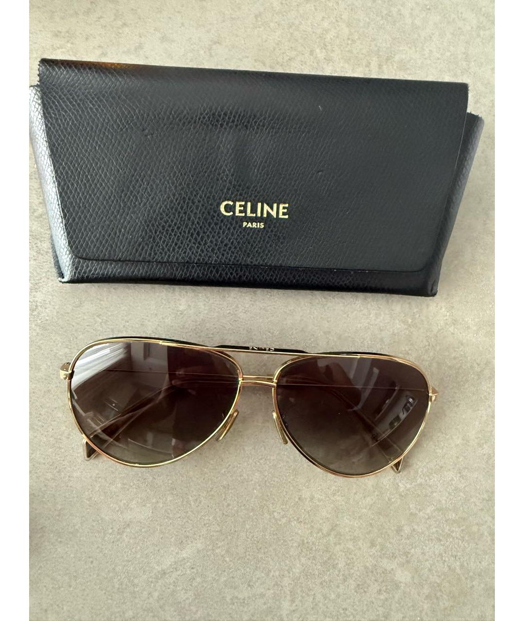 CELINE Золотые металлические солнцезащитные очки, фото 4