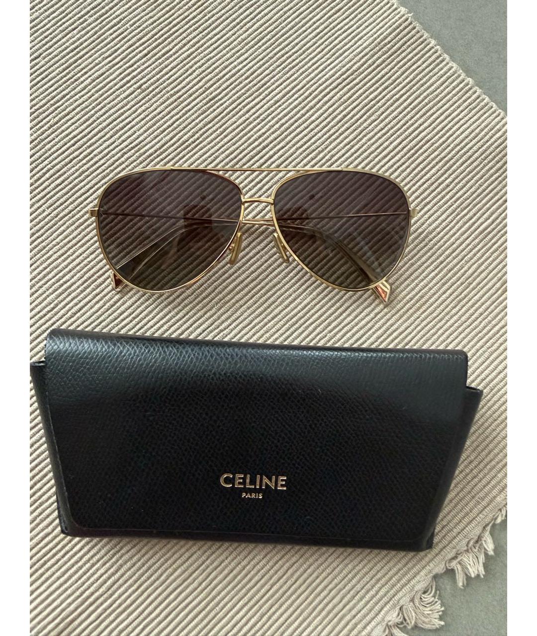CELINE Золотые металлические солнцезащитные очки, фото 2