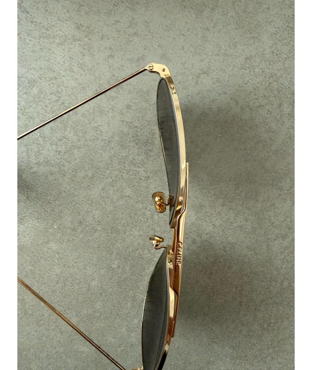 CELINE Золотые металлические солнцезащитные очки, фото 3