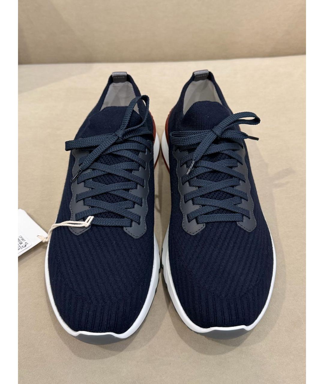 BRUNELLO CUCINELLI Темно-синие текстильные низкие кроссовки / кеды, фото 2