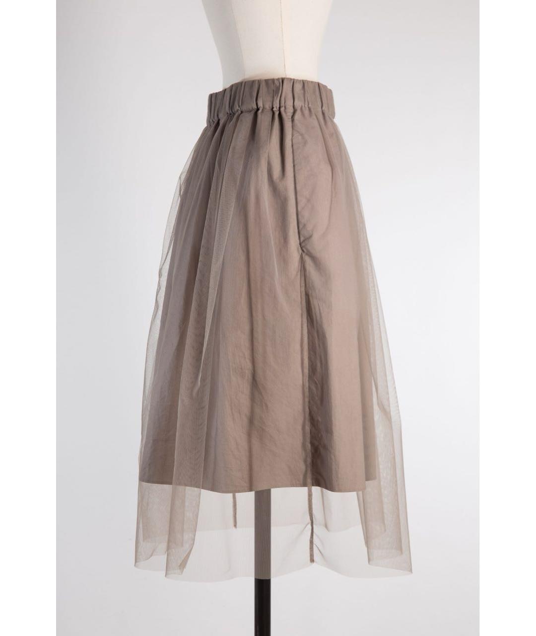 BRUNELLO CUCINELLI Хаки хлопковая юбка миди, фото 2