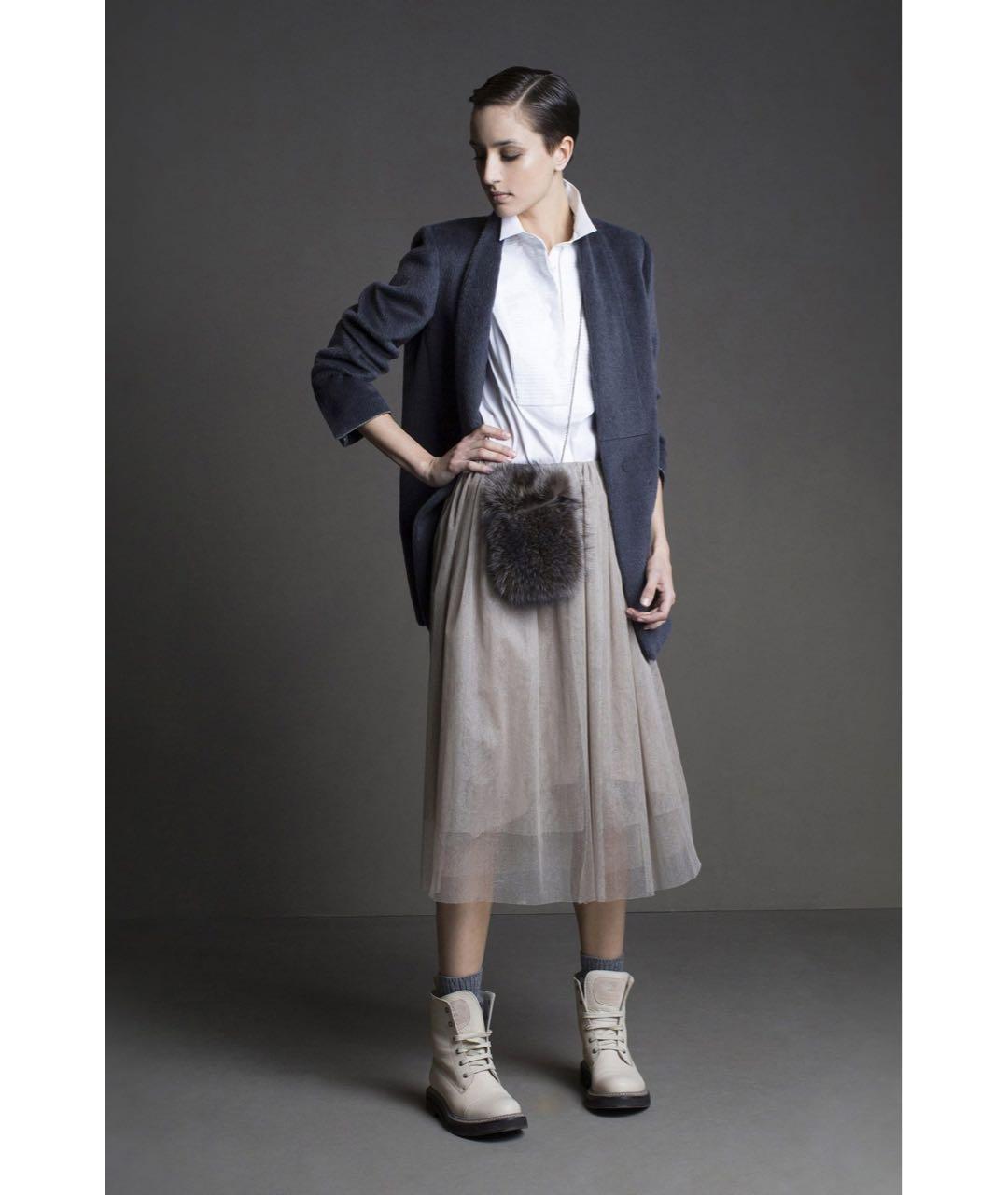 BRUNELLO CUCINELLI Хаки хлопковая юбка миди, фото 4