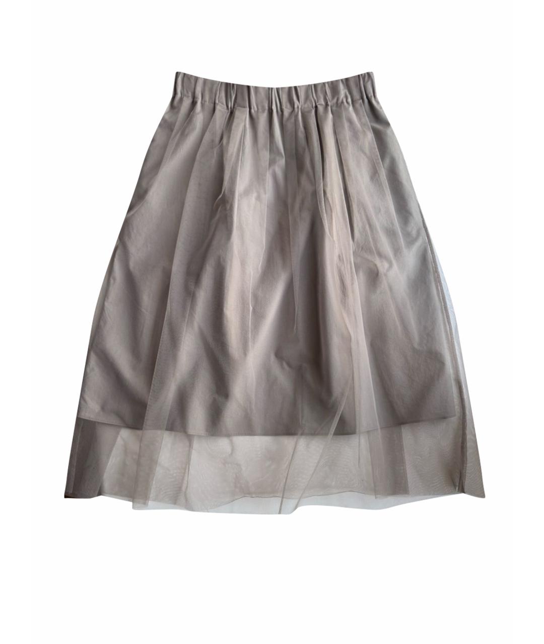 BRUNELLO CUCINELLI Хаки хлопковая юбка миди, фото 1