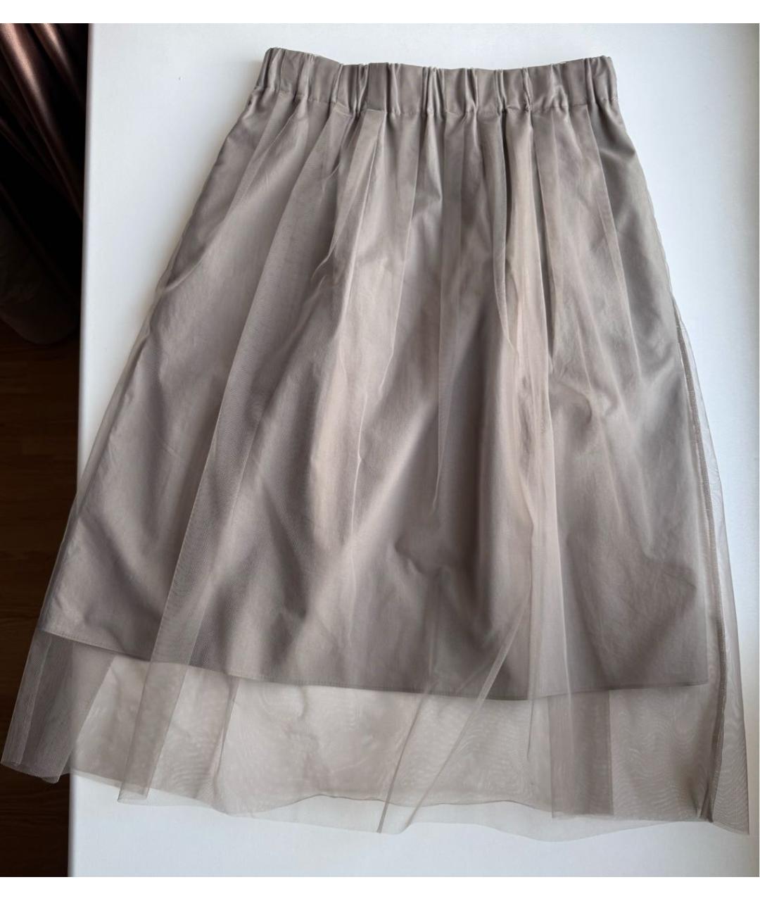 BRUNELLO CUCINELLI Хаки хлопковая юбка миди, фото 8