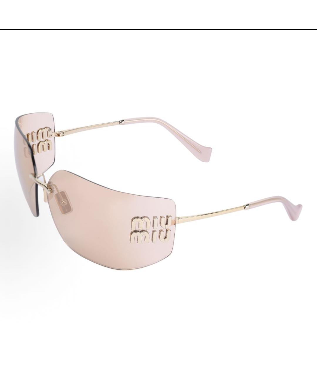 MIU MIU Розовые металлические солнцезащитные очки, фото 4