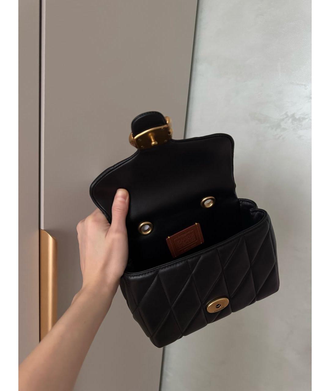 COACH Черная кожаная сумка через плечо, фото 4