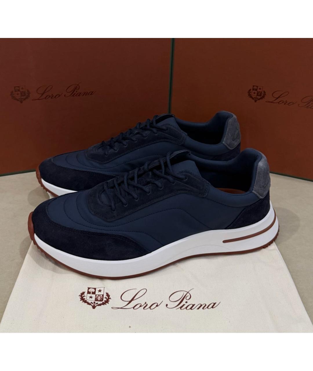 LORO PIANA Темно-синие низкие кроссовки / кеды, фото 6