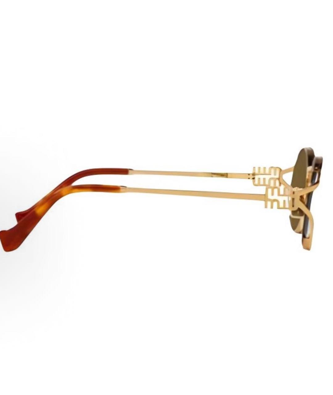 MIU MIU Золотые металлические солнцезащитные очки, фото 3