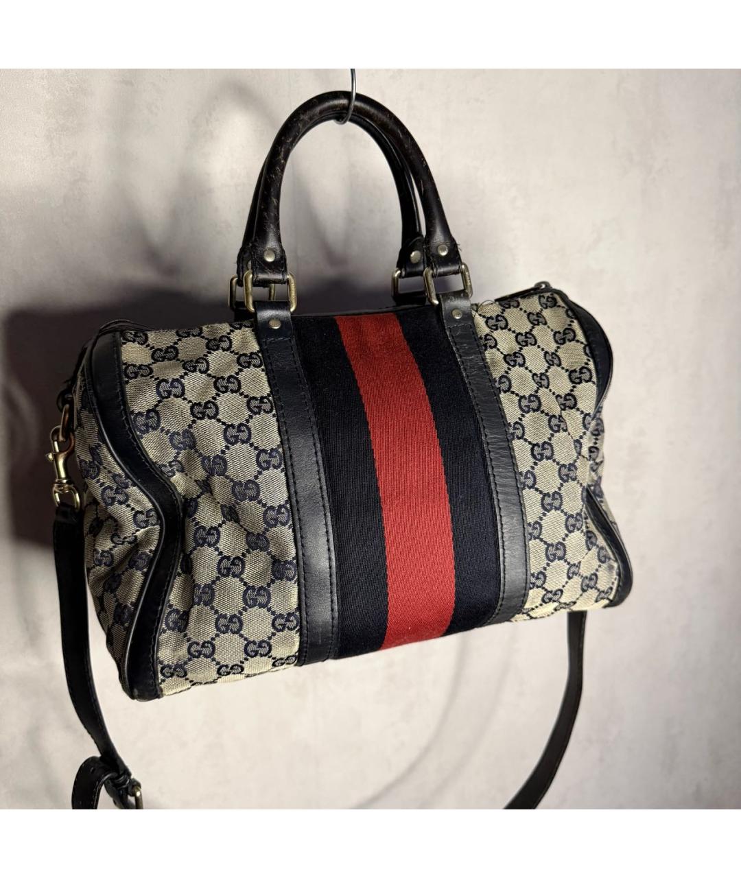 GUCCI Темно-синяя тканевая дорожная/спортивная сумка, фото 4