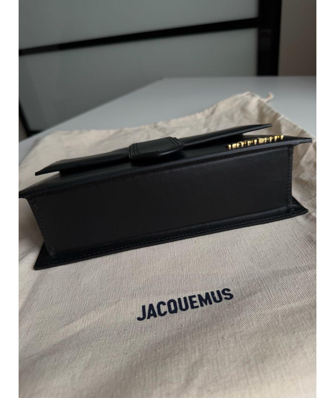 JACQUEMUS Черная кожаная сумка с короткими ручками, фото 6