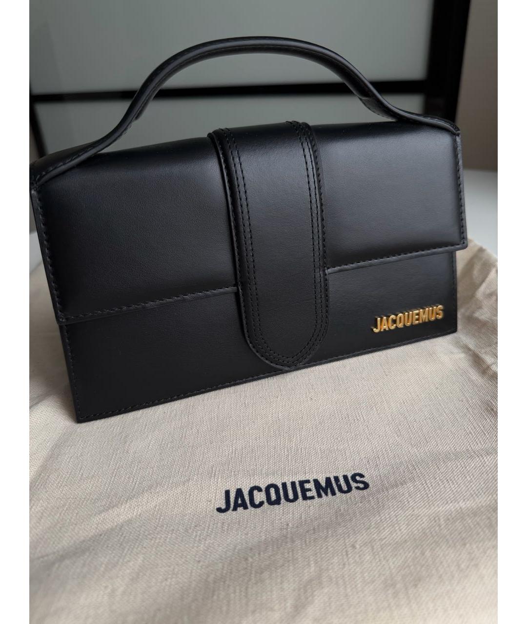 JACQUEMUS Черная кожаная сумка с короткими ручками, фото 3